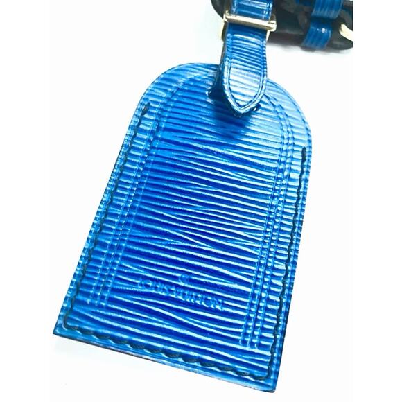 Louis Vuitton Blue Epi Bsg Name tag Leather w/ Poignet Strap Large Charm 1 Set - Picture 8 of 11